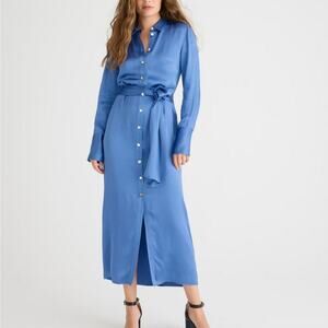 J.Crew Delphinium Blue Satin Maxi Dress Size 6 Luster Crepe NWT